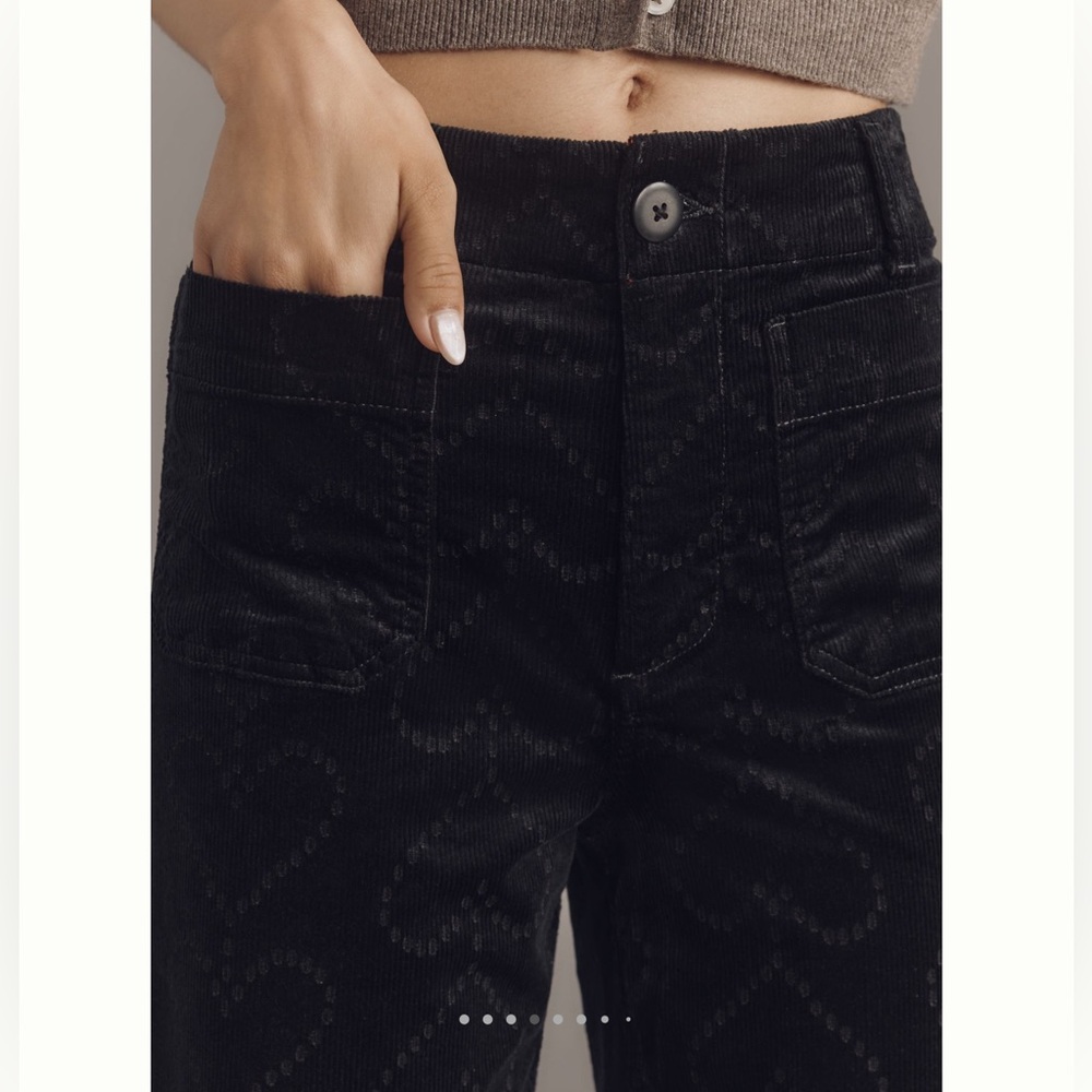 🖤 Anthropologie Colette Pants Maeve Cropped Wide Leg Corduroy New Black Heart